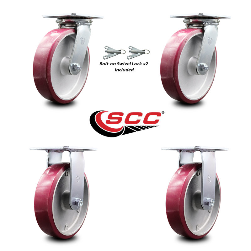 4-Piece Polyurethane and Aluminum Caster Set