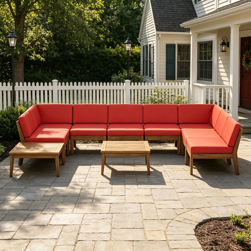 Ensemble de canapés modulaires en bois 8 places ACACIA, Red