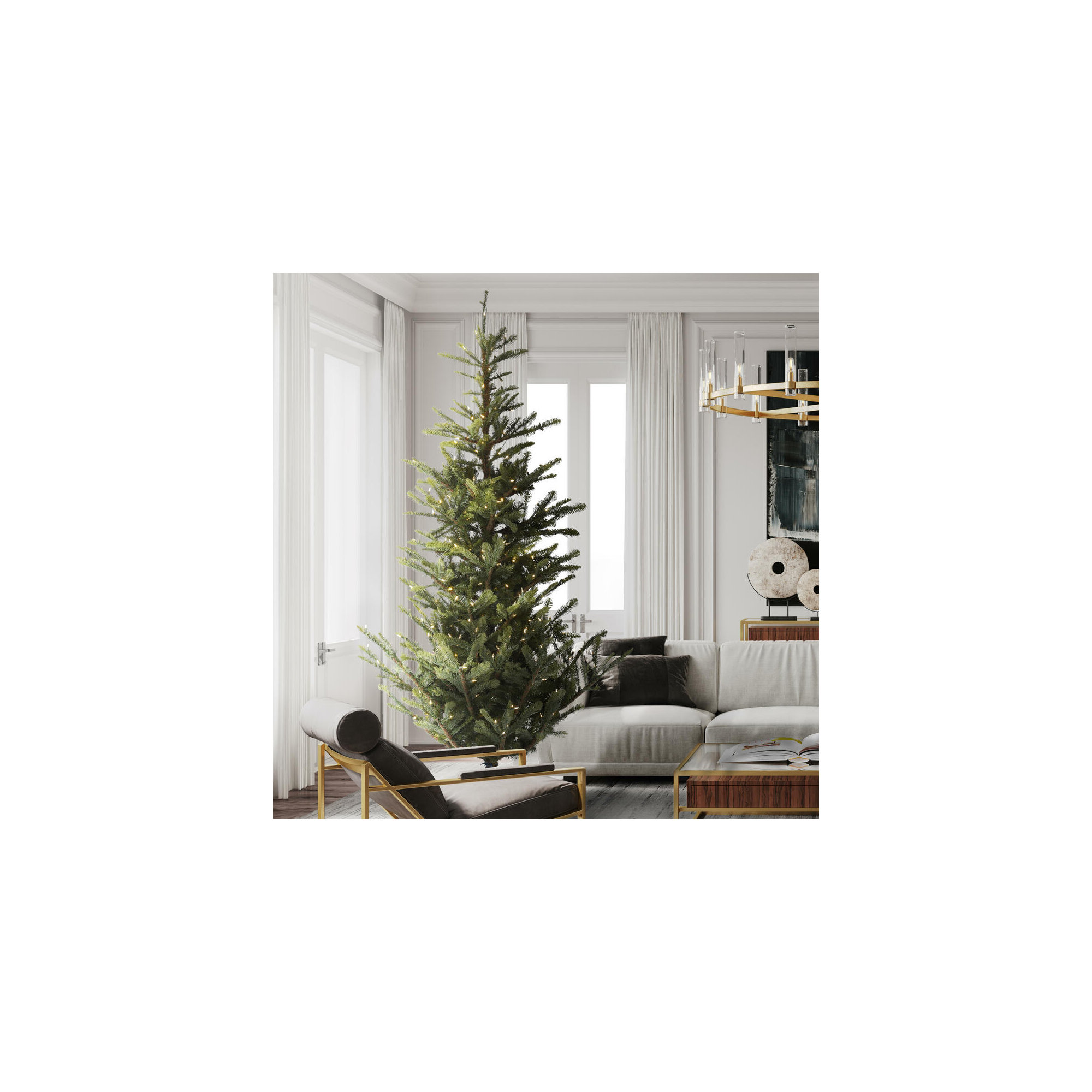 Alberta Pre-Lit Spruce Modern Artificial Christmas Tree, 12' H