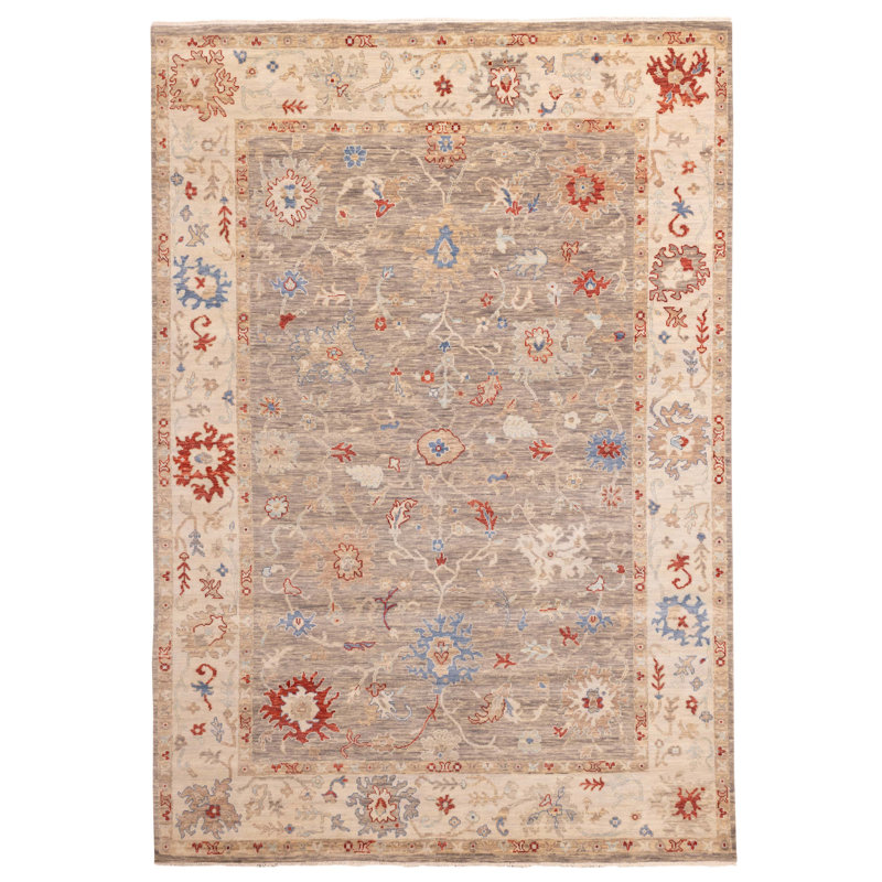 Tapis taupe moderne gris Oushak 9 pi 10 po x 14 pi 1 po