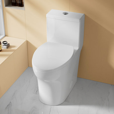 19" ADA Comfort Height Toilet Elongated One Piece Skirted Toilet for Seniors, Dual Flush 1.0/1.28 GPF, MAP 1000g