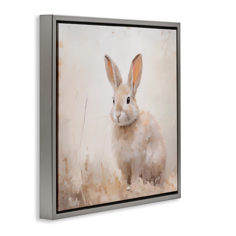  «Neuing Gazing Bunny» par Arlington Prints, Cadre flottant gris lustré, H 18 po x l 18 po