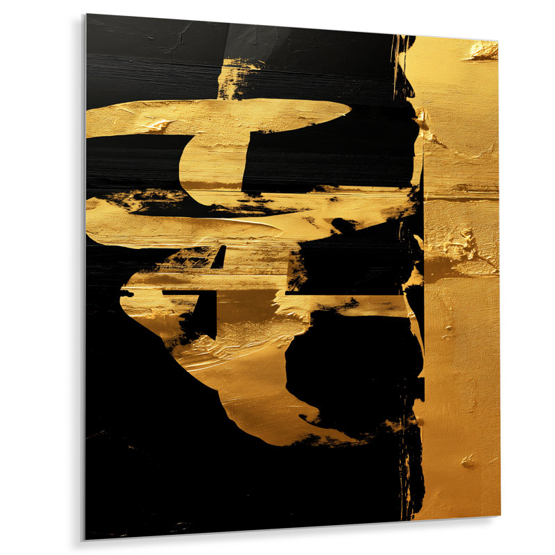 «Gold», art japonais doré, Sans cadre, métal, H 40 po x l 30 po