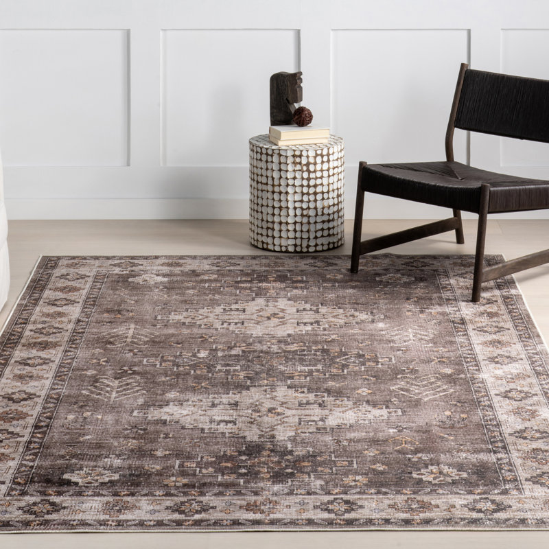 Tapis lavable à la machine Tangires SplashGuard Medallion, Rectangle 9 pi 6 po x 13 pi 6 po