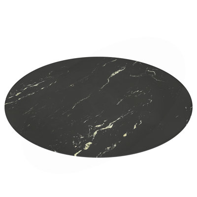 32"Inch Round Tempered Glass Table Top With Marble Design,DIY Replacement&Cover Desktop,Black Dining Tabletop,Coffee Tabletop,Patio Tabletop,Suitable For Indoor & Outdoor