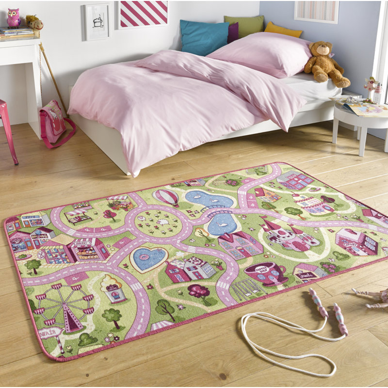 Sweettown Pink Rug, Rectangle 140 x 200cm