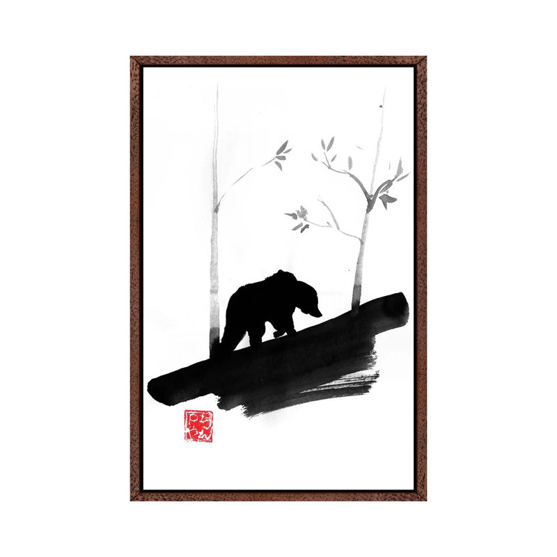 Bear II by Péchane - Painting on Canvas, Classic Brown Wood Framed, 152.5 cm H x 101.5 cm W