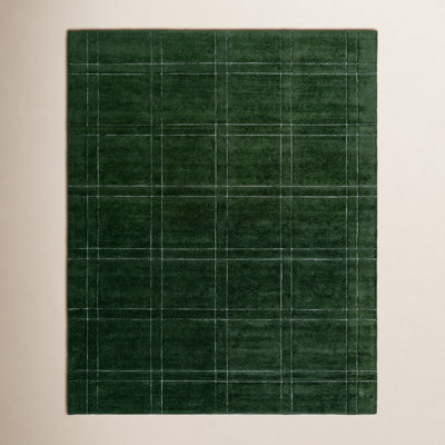Hand-Tufted Green Plaid Rug