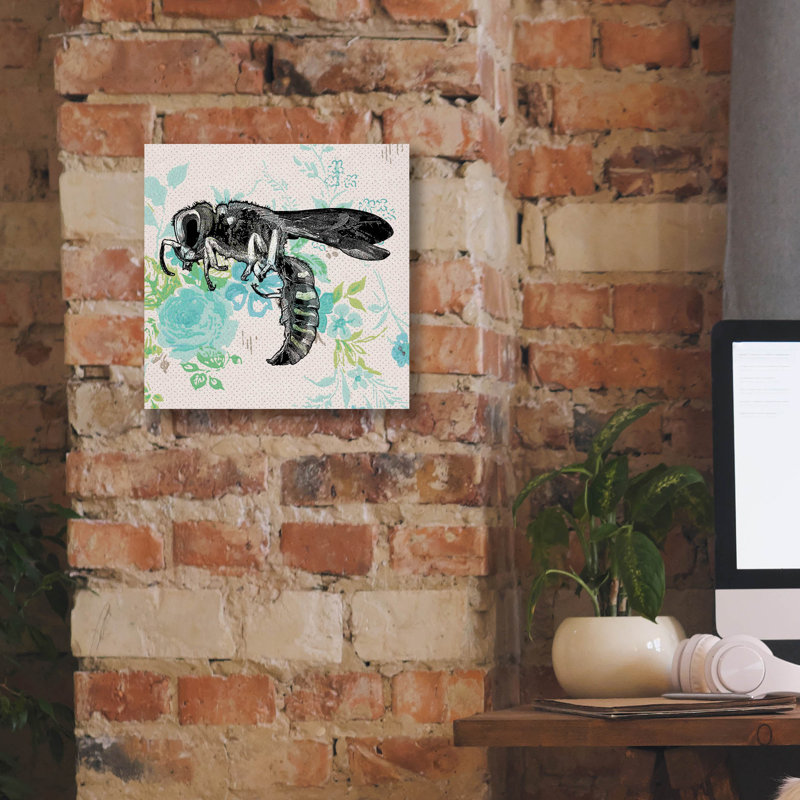 'Bee Wallpaper Square' by Dean Russo Canvas Wall Art, 12" H x 12" W x 0.75" D