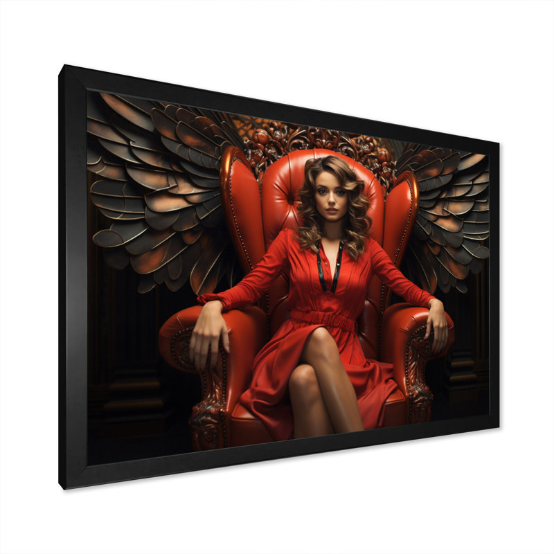 «Red Queen of Angel II» sur toile, Cadre photo noir, H 16 po x l 32 po x P 1 po