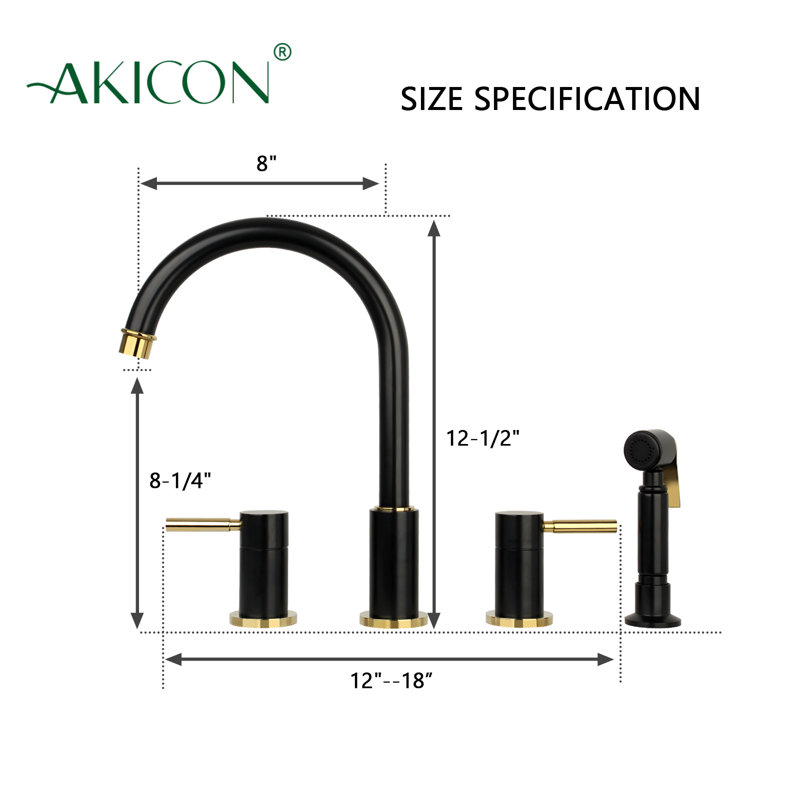 Pull Down Double Handle Kitchen Faucet, Black/Gold