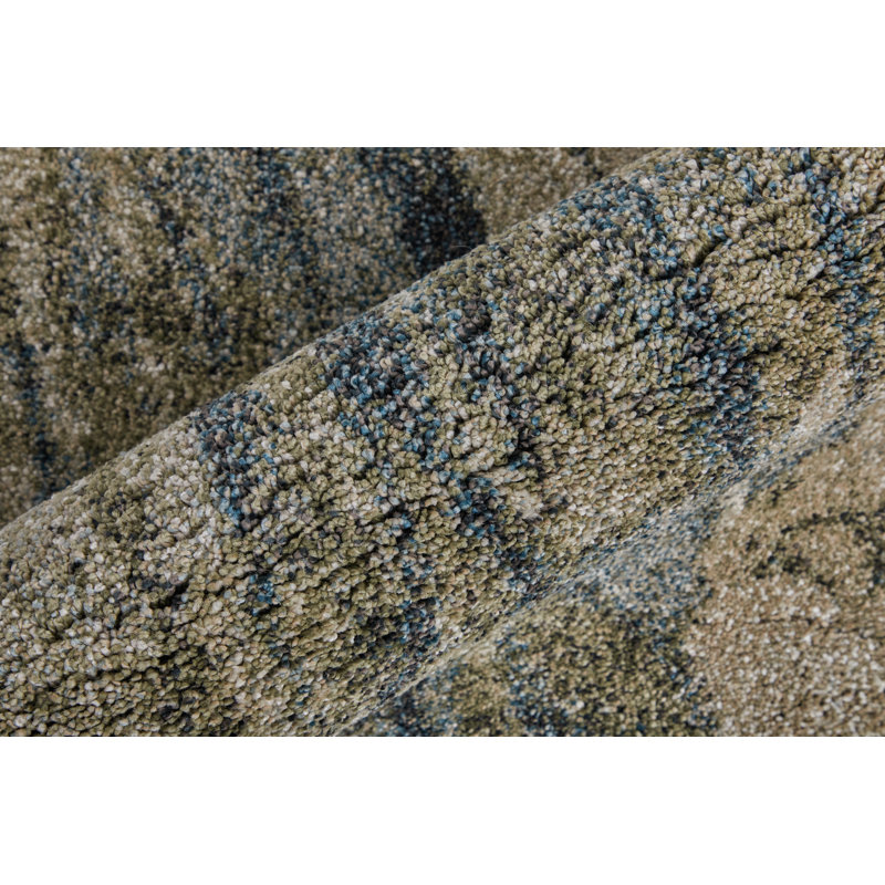 Templas Modern Abstract, Gray/Green/Ivory, Runner 2'6" x 7'3"