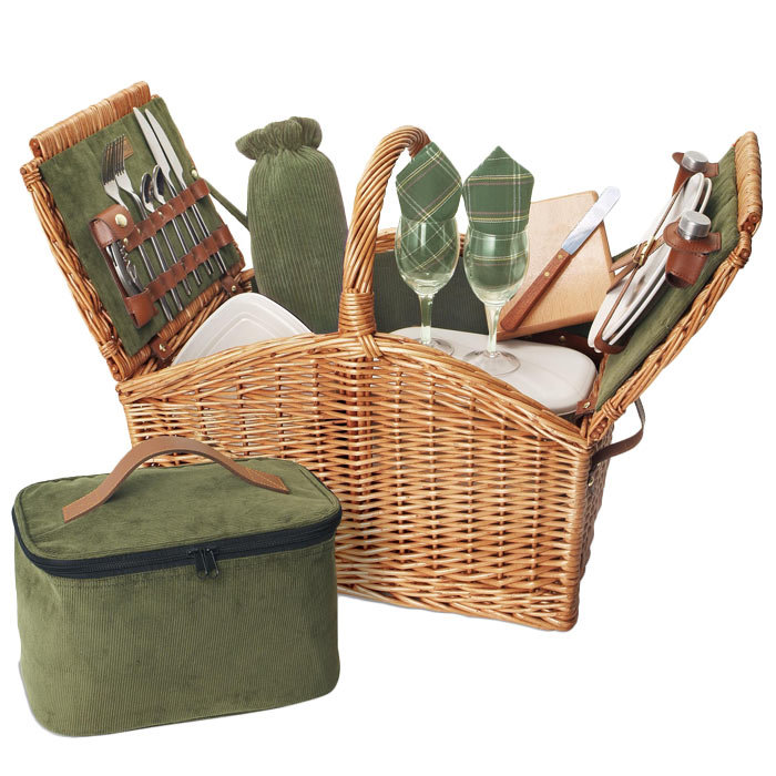 予約 Picnic Time Willow Heart Basket with Deluxe Service for Two by Picni