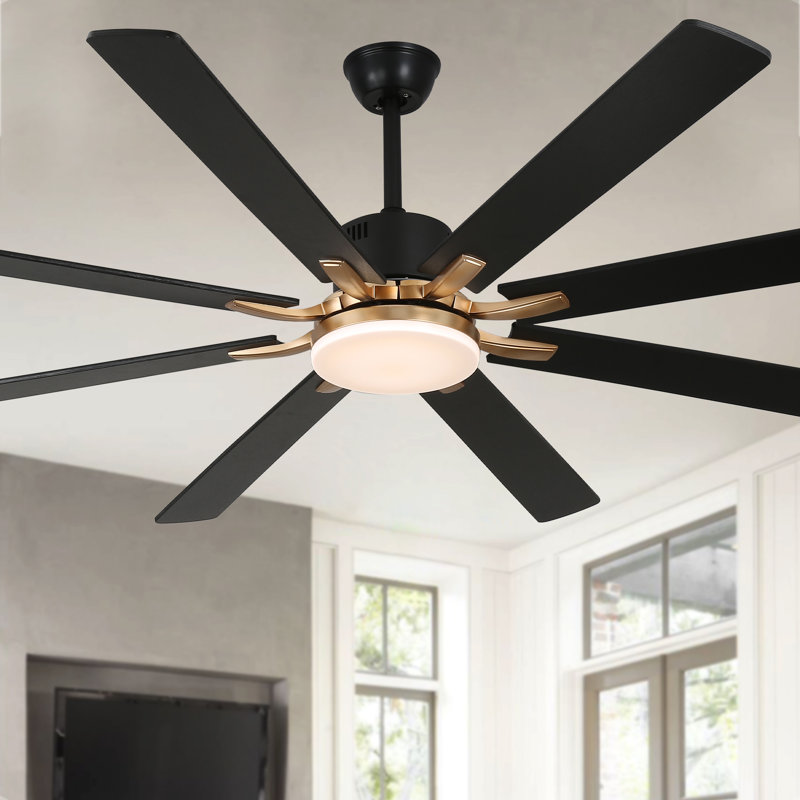Grand ventilateur de plafond noir 72 po avec lumières DEL à intensité variable et télécommande, ventilateur de moteur à courant continu réversible à 6 vitesses pour salon
