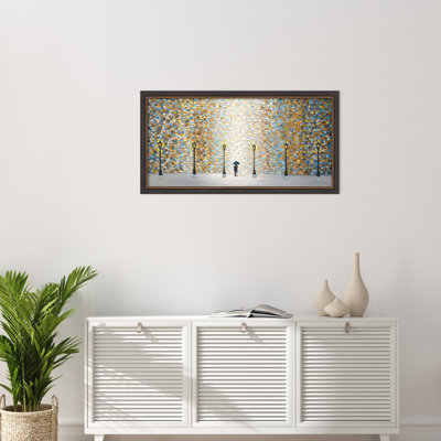 «Kiss Under the Golden Rain» par Ekaterina Ermilkina, reproduction d'art encadrée sur bois