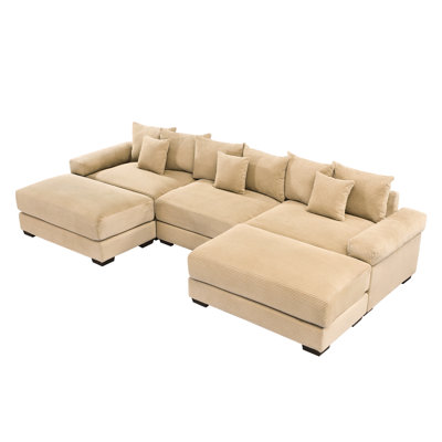 Coussin modulaire surdimensionné de 130 po en velours côtelé modulaire à 3 places avec siège modulaire mobile, épais et confortable pour la lecture, texture veloutée luxueuse
