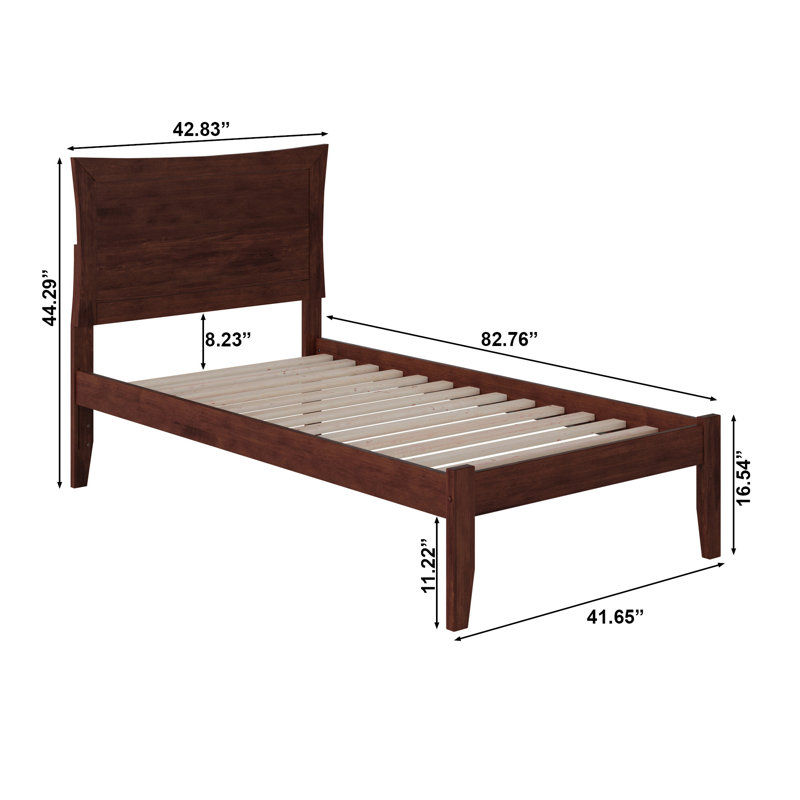 Daury Solid Wood Platform Bed, Walnut