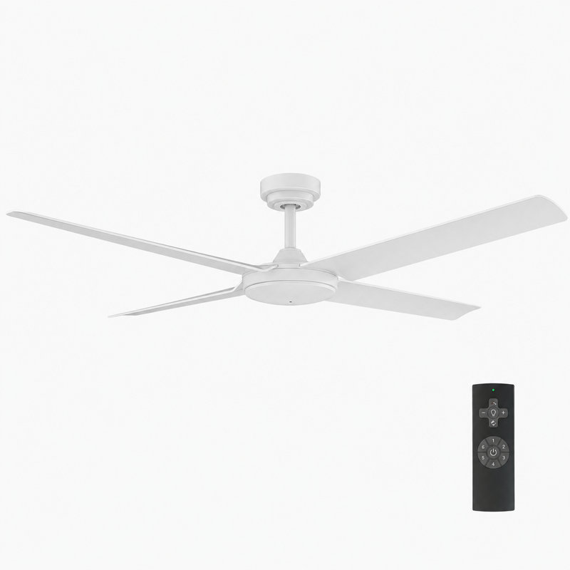 Burslem Outdoor Ceiling Fan 56'', Indoor Ceiling Fan Without Light, Modern Style with Remote, 6-Speed DC Motor and Quiet High Airflow - Matte White