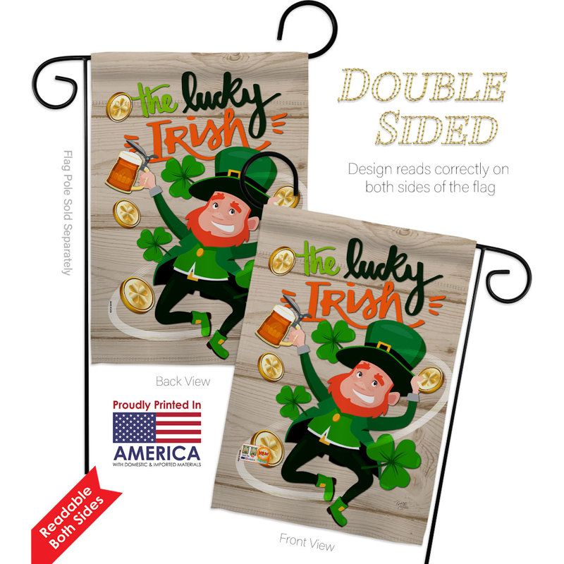 Drapeau de jardin en polyester 18 x 13 po The Lucky Irish