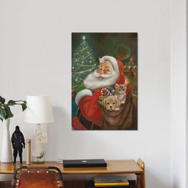 «Santa Claus», reproduction d'art sur toile, H 12 po x l 8 po x P 0,75 po, Toile tendue, Pas de tapis