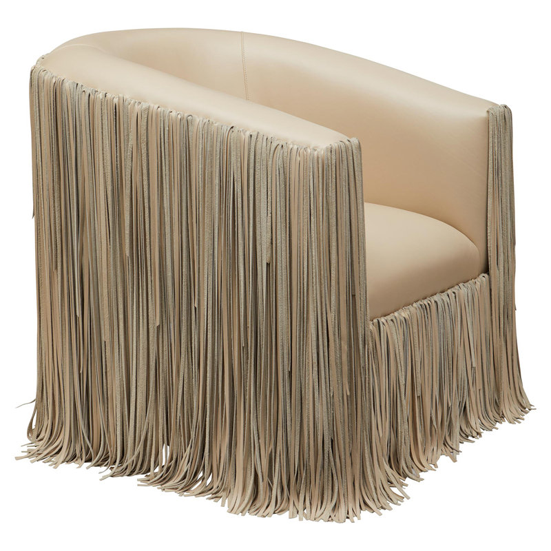 Leather Fringe Swivel Occasional Chair
