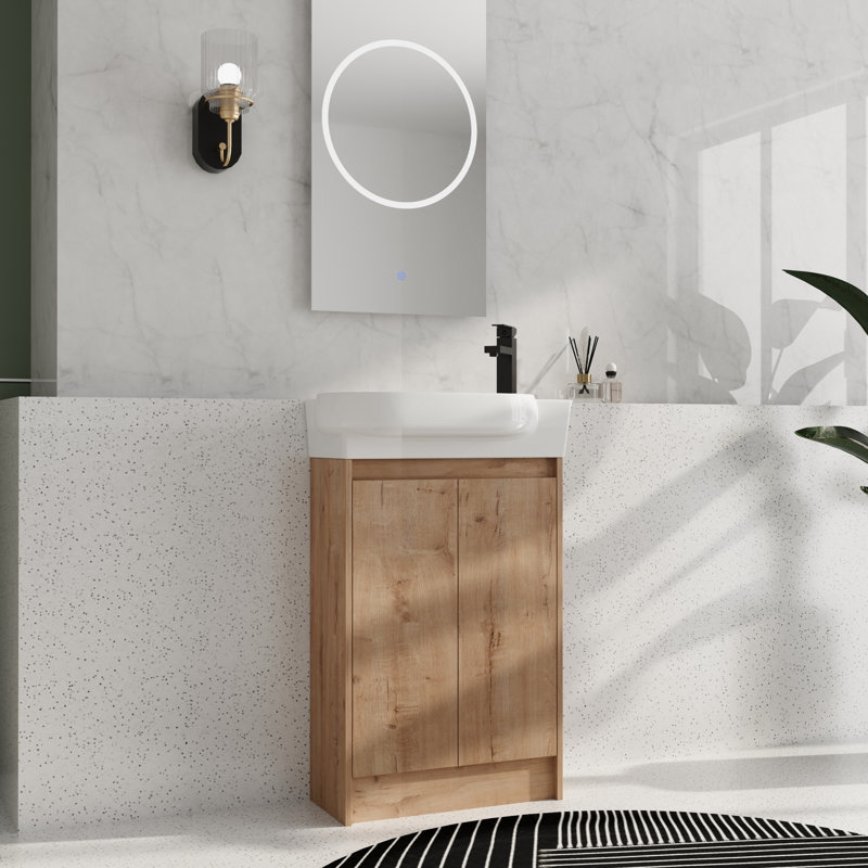 23'' Freestanding Single Bathroom Vanity With Ceramic Vanity Top, Brown