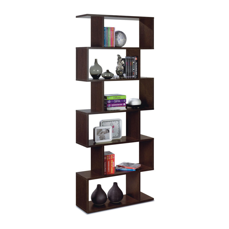 Ayofemi Geometric Bookcase, Wenge Brown