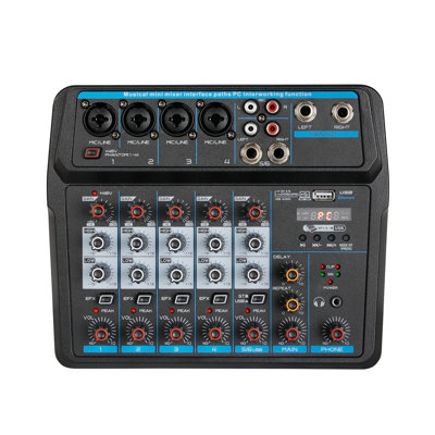 Console de mixage audio 6 canaux avec Bluetooth et alimentation fantôme 48V
