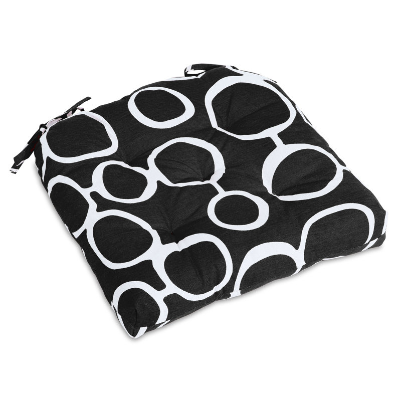Outdoor 3'' Dining Chair Chair Pad, Black Cotton