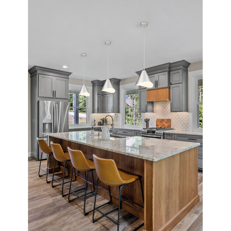 Barrera 12 inch 1 Light Pendant, Silver/White, Brushed Nickel