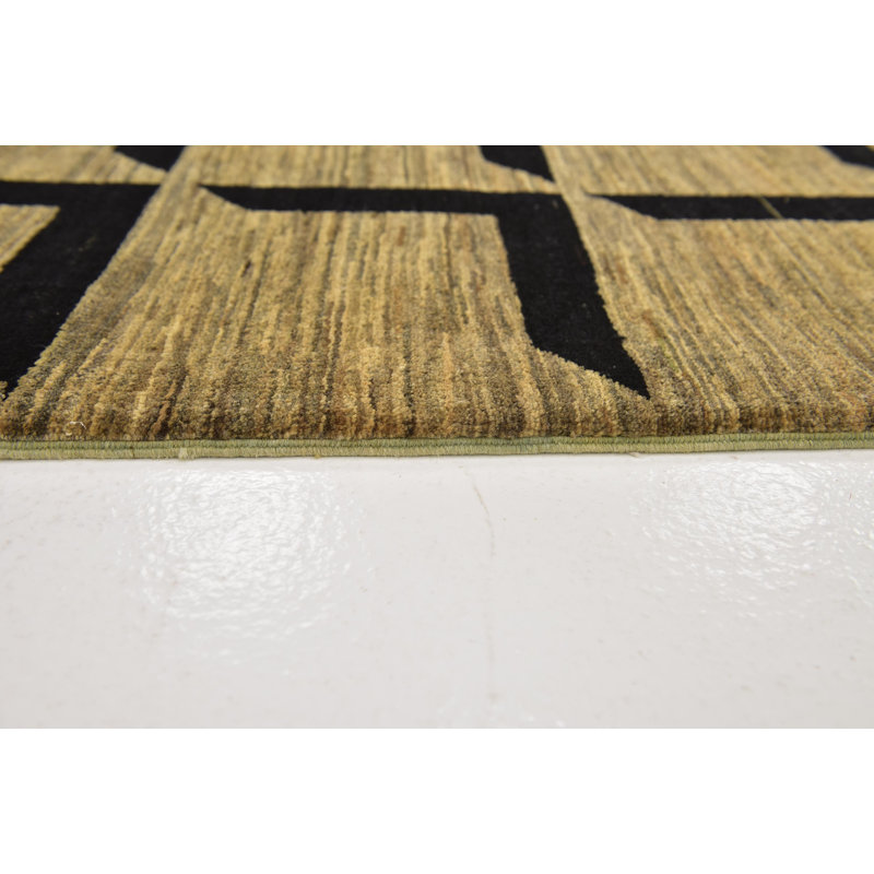Tapis de zone en laine 5 pi x 6 pi 6 po one-of-kind noué la brown Didcot