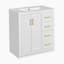 Meuble-lavabo de 30 po avec lavabo en céramique, structure en bois massif, 3 tiroirs et portes à fermeture douce, armoire de rangement de style rétro-2126020678