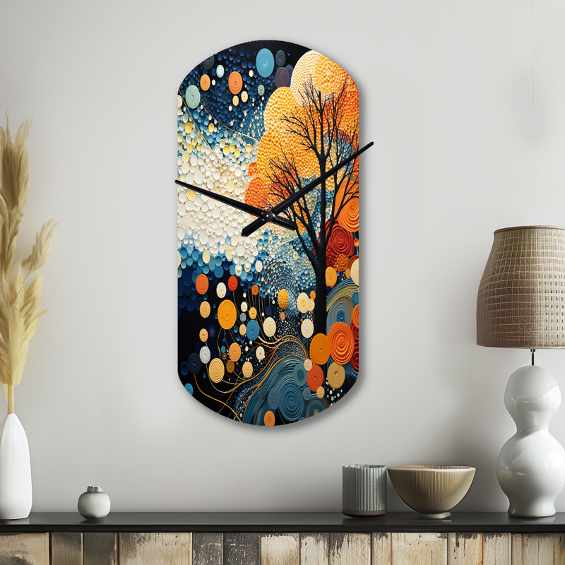Horloge murale colorée Mid Century, Grand