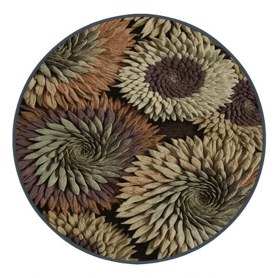 Tapis botanique brun lavable à la machine