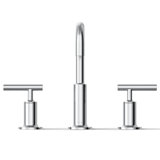 Purist® Widespread Faucet with Drain Assembly Low Lever Handles and Low Gooseneck Spout
