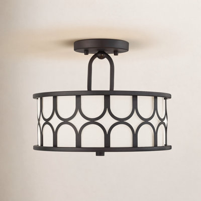 Bayberry 2 Light Fabric Semi Flush Mount