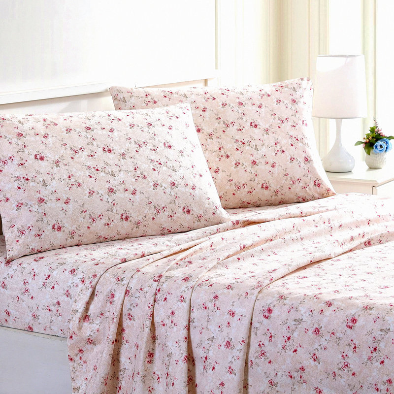 Luxury Kashmir Rose Bedding Set - Extra Soft 3-Piece Sheets & Pillowcase, Deep Pocket up to 16 inch Mattress - Premium Quality Comfort