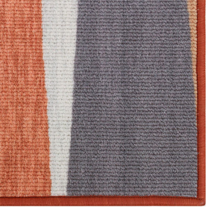 Tapis gris/rose mid-century Saige, Rectangle 5 pi x 7 pi