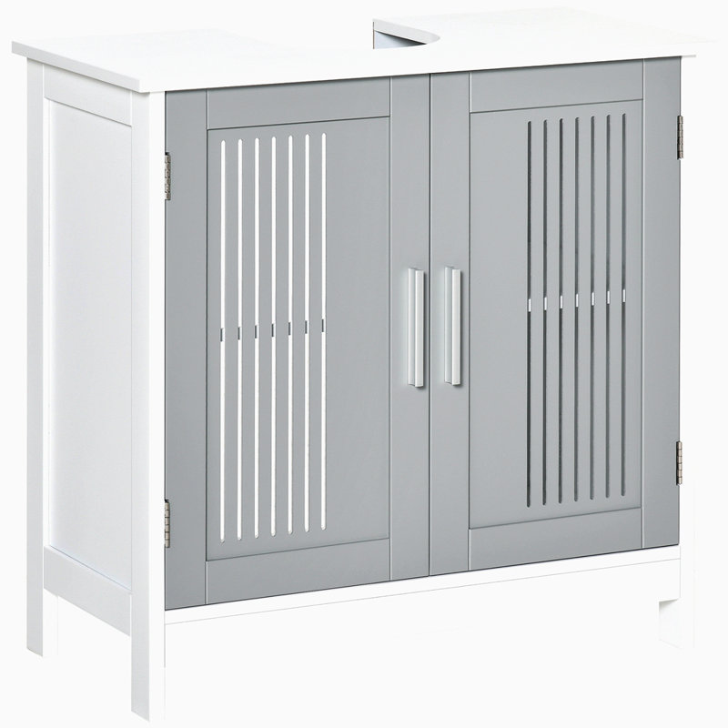 Modern Under Sink Cabinet With 2 Doors, Pedestal Under Sink Bathroom Cupboard, Bathroom Vanity Cabinet With Adjustable Shelves And White