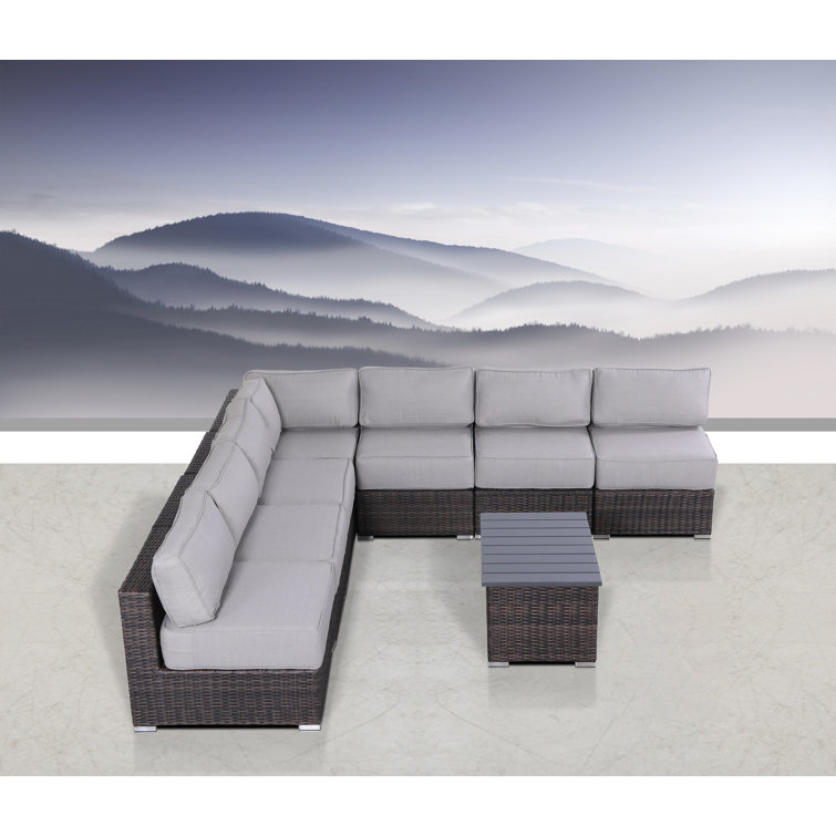 High-Density Polyethylene Wicker Fully Assembled 6 - Person Seating Group with Cushions