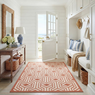 Tapis intérieur / extérieur beige / terre cuite Arneshia