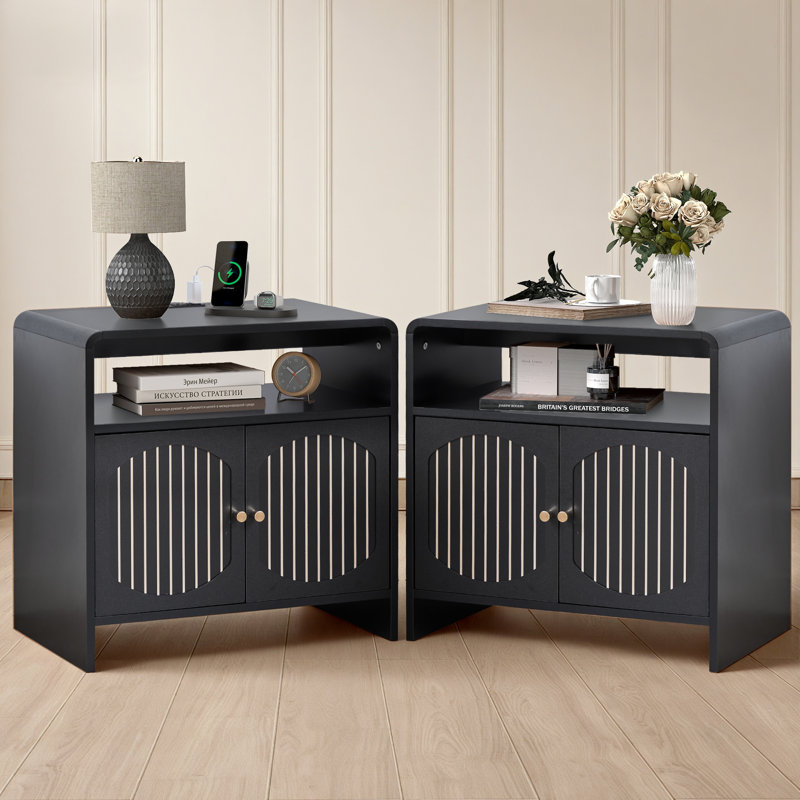Table de bout avec station de charge, Black
