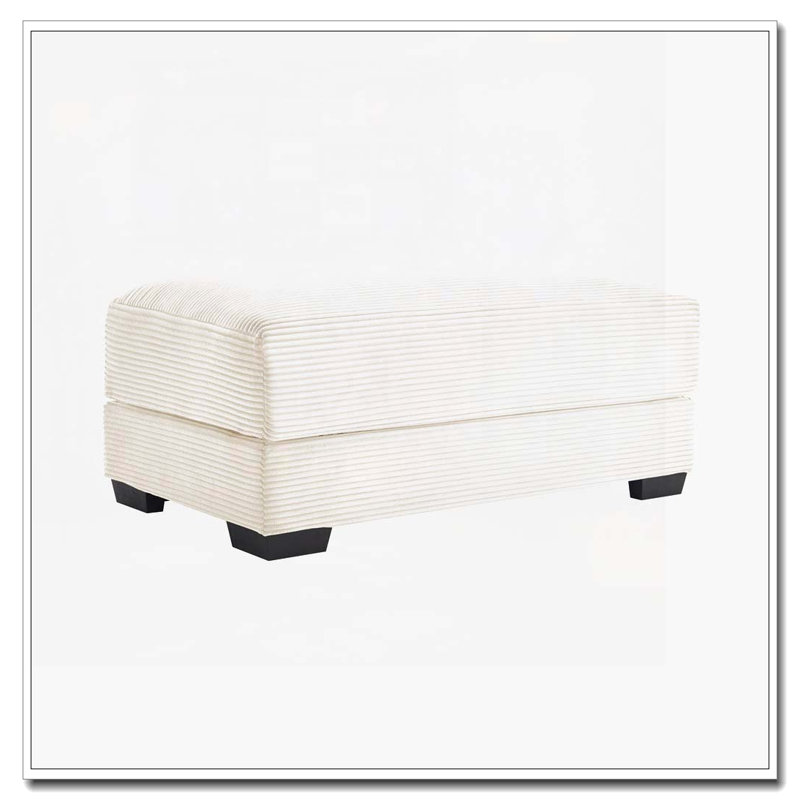 Corduroy Fabric Ottoman, Cream