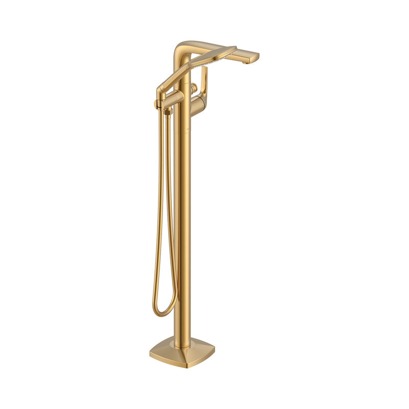 Ensemble de garniture de robinet de baignoire à poser sur pied à poignée simple transitionnelle avec douche carrée en chrome 1,75 GPM