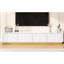 Meuble télé cannelé pour téléviseur de 85 po, 4 tiroirs, base dorée, placage en faux marbre blanc et cadre-1659151343
