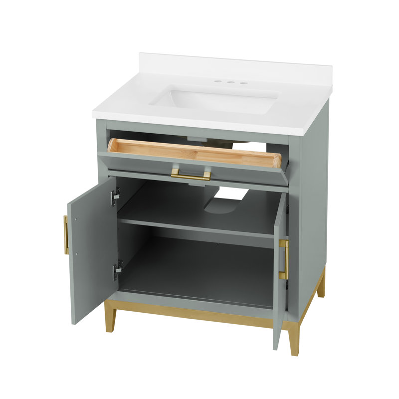 Meuble-lavabo simple avec plateau 30 po Fossen, Vert