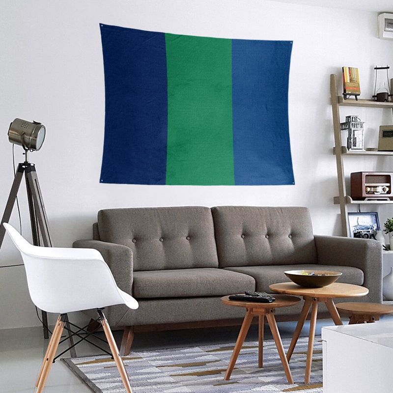 Tapisserie de polyester Vancouver, Bleu / vert / bleu foncé, H 68 po x l 80 po