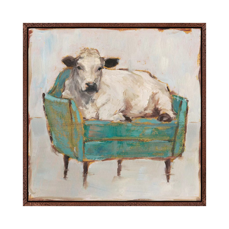 Moo-ving In I by Ethan Harper - Print on Canvas, 66.04 cm H x 66.04 cm W, Brown Framed