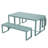 Aoodor 3-Piece 63" Metal Outdoor Patio Dining Set with Rectangular Table and Benches-1402230104
