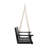 Dark Grey Porch Swing With Wood Frame, Comfortable Slat Seating Swing, Built Solid Wood, Breathable Seat